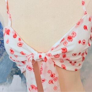 Princess Polly White Bralette with Red Floral Print
